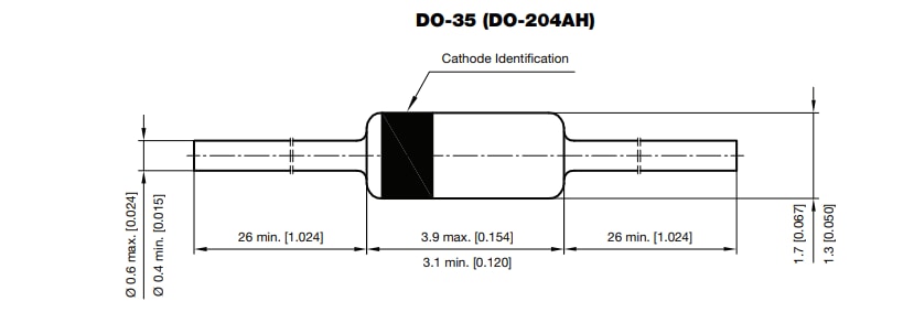 Plan mécanique - Vishay Semiconductors Diodes série BAV